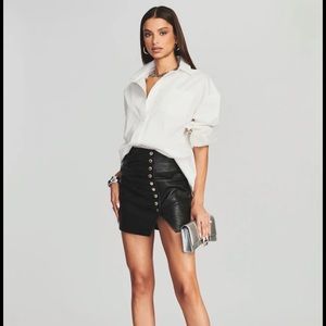 Retrofete black willa leather skirt
